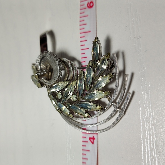 Vintage EMBY Sterling Silver Rhinestone Brooch Pin 1950's - Picture 6 of 11